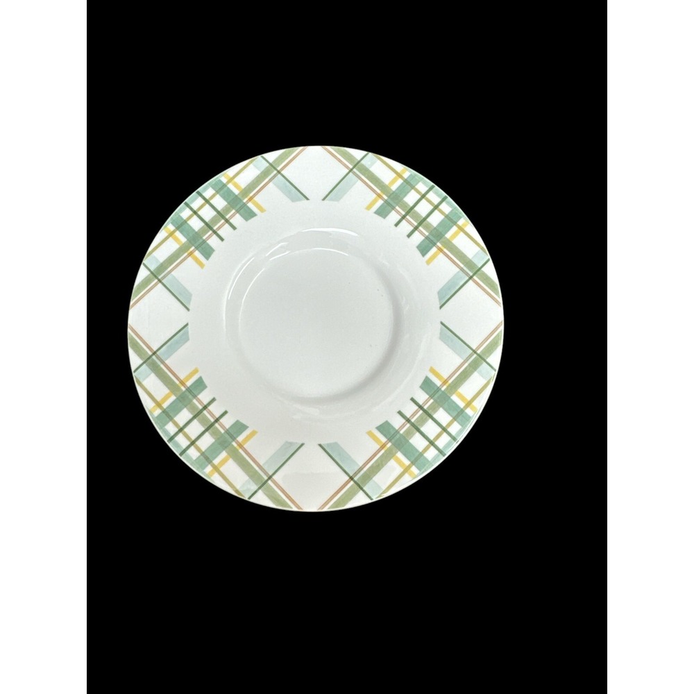 Noritake New Decade Lemonade Sky Saucer Lemons & Plaid 6 1/4"